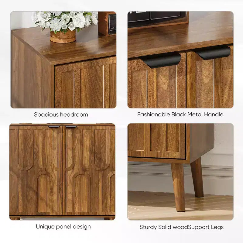 GDFStudio Nilah Farmhouse 31.50'' Paper Clip Storage Cabinet with 2 Doors and Adjustable Shelf