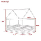 MAYEERTY Letto in legno con doghe a pavimento e sponde di sicurezza, colore grigio