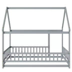 MAYEERTY Letto in legno con doghe a pavimento e sponde di sicurezza, colore grigio