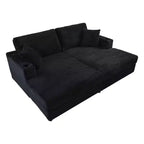 86.5 Oversized Loveseat Chaise Lounge Sectional Sofa Bed Corduroy Sleeper Sofa with Two USB Ports