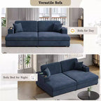 86.5 Oversized Loveseat Chaise Lounge Sectional Sofa Bed Corduroy Sleeper Sofa with Two USB Ports