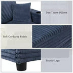 86.5 Oversized Loveseat Chaise Lounge Sectional Sofa Bed Corduroy Sleeper Sofa with Two USB Ports
