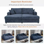 86.5 Oversized Loveseat Chaise Lounge Sectional Sofa Bed Corduroy Sleeper Sofa with Two USB Ports