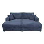 86.5 Oversized Loveseat Chaise Lounge Sectional Sofa Bed Corduroy Sleeper Sofa with Two USB Ports