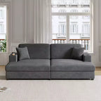 86.5 Oversized Loveseat Chaise Lounge Sectional Sofa Bed Corduroy Sleeper Sofa with Two USB Ports