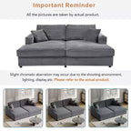 86.5 Oversized Loveseat Chaise Lounge Sectional Sofa Bed Corduroy Sleeper Sofa with Two USB Ports