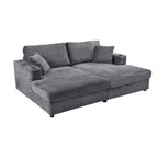 86.5 Oversized Loveseat Chaise Lounge Sectional Sofa Bed Corduroy Sleeper Sofa with Two USB Ports