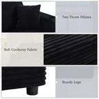 86.5 Oversized Loveseat Chaise Lounge Sectional Sofa Bed Corduroy Sleeper Sofa with Two USB Ports