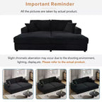 86.5 Oversized Loveseat Chaise Lounge Sectional Sofa Bed Corduroy Sleeper Sofa with Two USB Ports