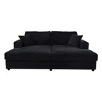 86.5 Oversized Loveseat Chaise Lounge Sectional Sofa Bed Corduroy Sleeper Sofa with Two USB Ports
