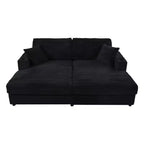 86.5 Oversized Loveseat Chaise Lounge Sectional Sofa Bed Corduroy Sleeper Sofa with Two USB Ports
