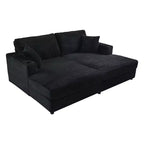 86.5 Oversized Loveseat Chaise Lounge Sectional Sofa Bed Corduroy Sleeper Sofa with Two USB Ports