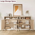 Credenze Buffet in Rattan - Mobile Contenitore a 2 Ante con Ripiano, Sala da Pranzo Moderna, Mobili per Angolo Caffè, 36H