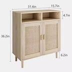 Credenze Buffet in Rattan - Mobile Contenitore a 2 Ante con Ripiano, Sala da Pranzo Moderna, Mobili per Angolo Caffè, 36H