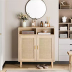 Credenze Buffet in Rattan - Mobile Contenitore a 2 Ante con Ripiano, Sala da Pranzo Moderna, Mobili per Angolo Caffè, 36H