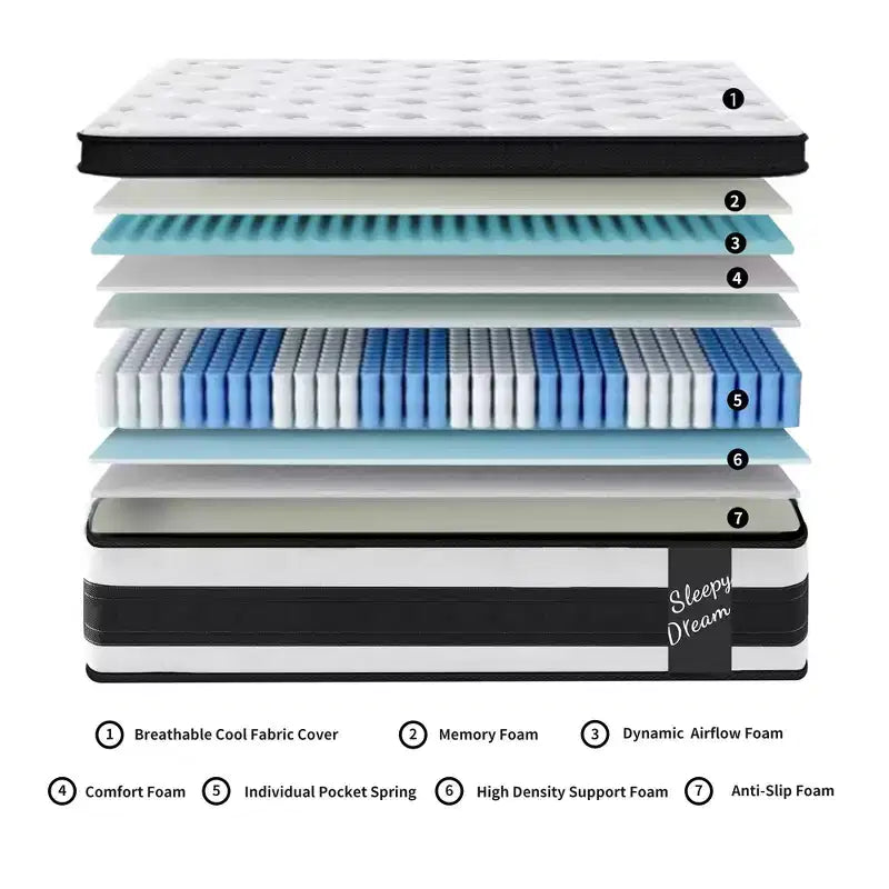 12 Inch King Size Breathable Cover Certipur-US Memory Foam Individual Pocket Spring Hybrid Mattress