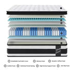 12 Inch King Size Breathable Cover Certipur-US Memory Foam Individual Pocket Spring Hybrid Mattress