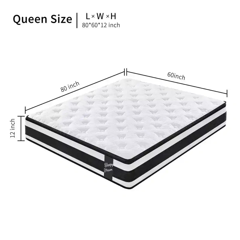12 Inch King Size Breathable Cover Certipur-US Memory Foam Individual Pocket Spring Hybrid Mattress