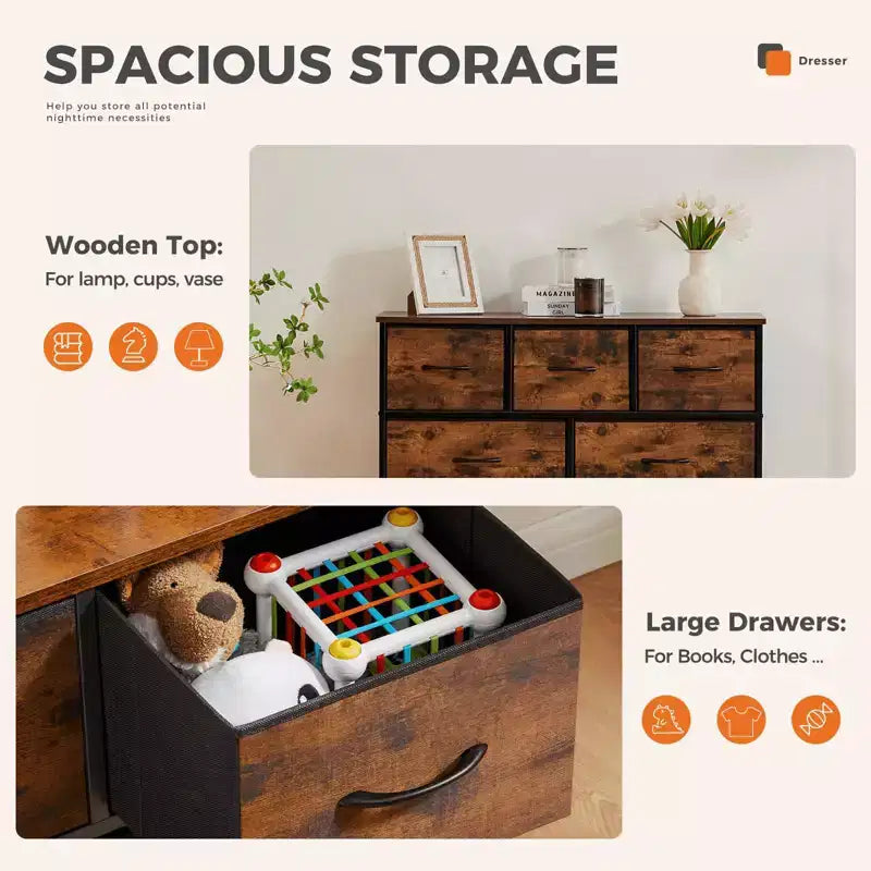 MAYEERTY Fabric Dresser Storage and Organization, Chest of Dresser