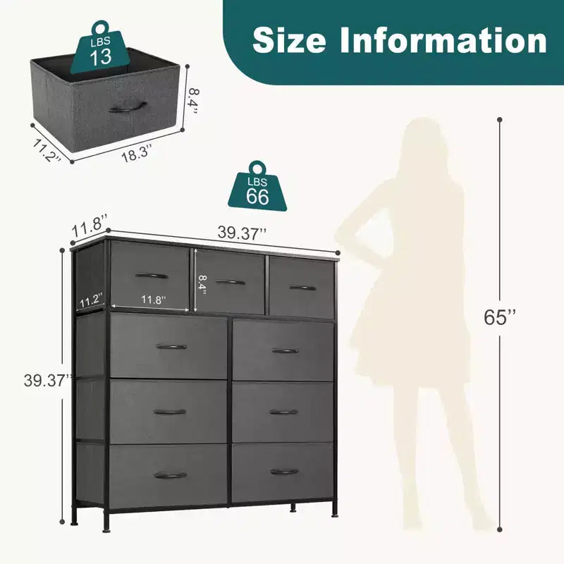 MAYEERTY Fabric Dresser Storage and Organization, Chest of Dresser