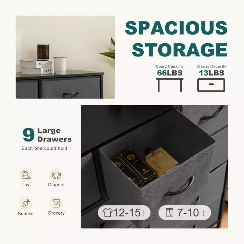 MAYEERTY Fabric Dresser Storage and Organization, Chest of Dresser