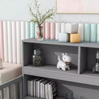 MAYEERTY Letto a Castello a Terra con Libreria, Ripiani, Barriere di Sicurezza, Grigio