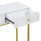 MAYEERTY Modern Narrow Console Table with Storage 2 Drawers Stripe Design for Living Room Hallway White