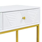 MAYEERTY Modern Narrow Console Table with Storage 2 Drawers Stripe Design for Living Room Hallway White