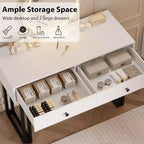 Vanity Desk with Mirror, Makeup Vanity with 2 Drawers, 3 Color LightsAdjustable Brightness