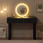 Vanity Desk with Mirror, Makeup Vanity with 2 Drawers, 3 Color LightsAdjustable Brightness