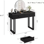 Vanity Desk with Mirror, Makeup Vanity with 2 Drawers, 3 Color LightsAdjustable Brightness