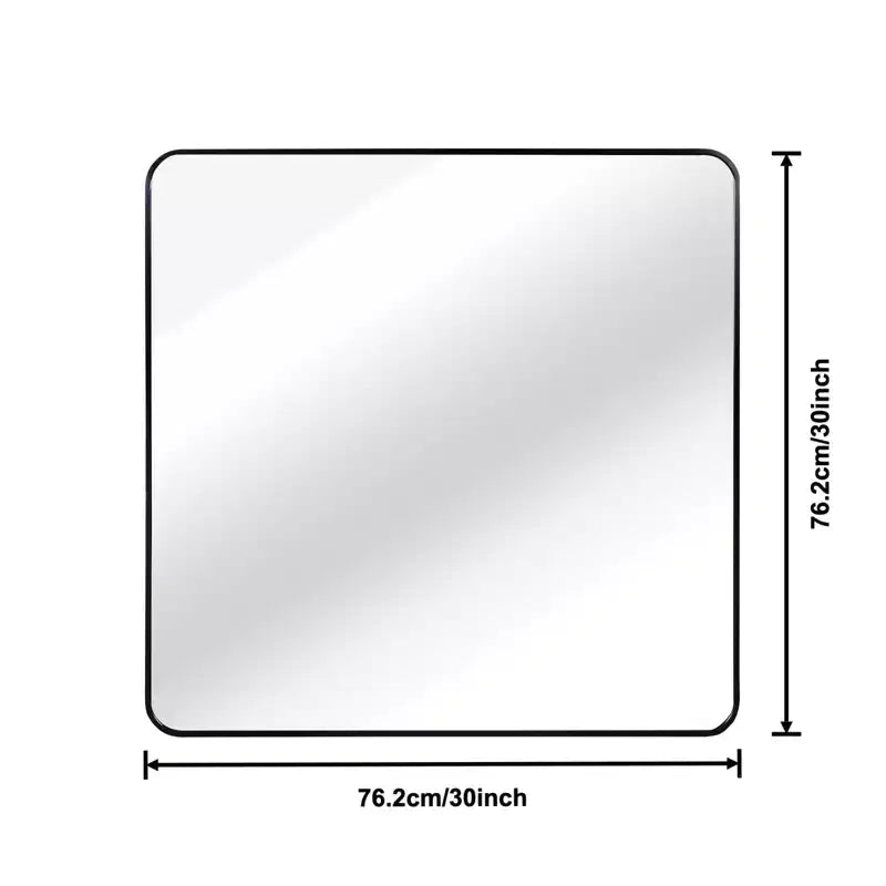 Black Metal Framed Square Bathroom Wall Mirror - Stylish & Durable