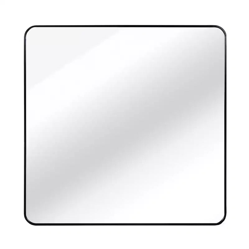 Black Metal Framed Square Bathroom Wall Mirror - Stylish & Durable