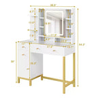 Makeup Vanity with Led Lighted Mirror & Power Outlet, 3 Lighting Modes, Vanity Desk with Acrylic Tabletop White