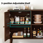 PexFix Side Panel Cabinet With 3 Rattan Doors Kitchen Storage Cabinet Modern Adjustable Legs
