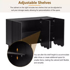 CLIHOME Minimalist Shoe Cabinet, Sideboard Buffet Cabinet with Adjustable Shelves, Large Storage Cabinet with Wave Doors