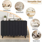 CLIHOME Minimalist Shoe Cabinet, Sideboard Buffet Cabinet with Adjustable Shelves, Large Storage Cabinet with Wave Doors