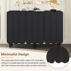 CLIHOME Minimalist Shoe Cabinet, Sideboard Buffet Cabinet with Adjustable Shelves, Large Storage Cabinet with Wave Doors