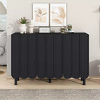 CLIHOME Minimalist Shoe Cabinet, Sideboard Buffet Cabinet with Adjustable Shelves, Large Storage Cabinet with Wave Doors