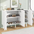 CLIHOME Minimalist Shoe Cabinet, Sideboard Buffet Cabinet with Adjustable Shelves, Large Storage Cabinet with Wave Doors