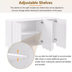 CLIHOME Minimalist Shoe Cabinet, Sideboard Buffet Cabinet with Adjustable Shelves, Large Storage Cabinet with Wave Doors