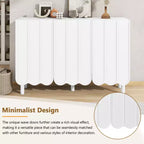 CLIHOME Minimalist Shoe Cabinet, Sideboard Buffet Cabinet with Adjustable Shelves, Large Storage Cabinet with Wave Doors