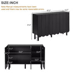 CLIHOME Minimalist Shoe Cabinet, Sideboard Buffet Cabinet with Adjustable Shelves, Large Storage Cabinet with Wave Doors