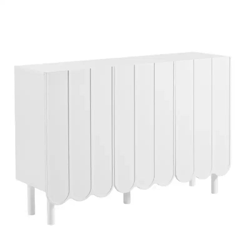 CLIHOME Minimalist Shoe Cabinet, Sideboard Buffet Cabinet with Adjustable Shelves, Large Storage Cabinet with Wave Doors