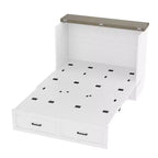 Letto a scomparsa ModernLuxe a una piazza e mezza/matrimoniale salvaspazio, pieghevole con stazione di ricarica e cassetto portaoggetti, bianco/grigio