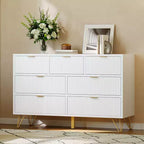 7 Drawer Dresser for Bedroom, 47.2 Wide Chest of Drawers with Metal Legs, TV Stand Dresser Storage Cabinet, Entryway Storage Organizer