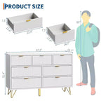 7 Drawer Dresser for Bedroom, 47.2 Wide Chest of Drawers with Metal Legs, TV Stand Dresser Storage Cabinet, Entryway Storage Organizer