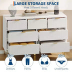 7 Drawer Dresser for Bedroom, 47.2 Wide Chest of Drawers with Metal Legs, TV Stand Dresser Storage Cabinet, Entryway Storage Organizer
