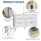 7 Drawer Dresser for Bedroom, 47.2 Wide Chest of Drawers with Metal Legs, TV Stand Dresser Storage Cabinet, Entryway Storage Organizer
