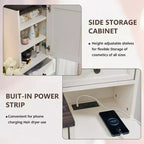 Mastgoal Farmhouse Vanity Desk with Touch Screen LED Mirror, 47 Big Make Up Table, 6 Drawers, Glass Top, Charging Station, Rustic Wood Dressing Table